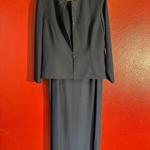 Karen Miller New York Navy Dress With Matching Jacket, Size 18